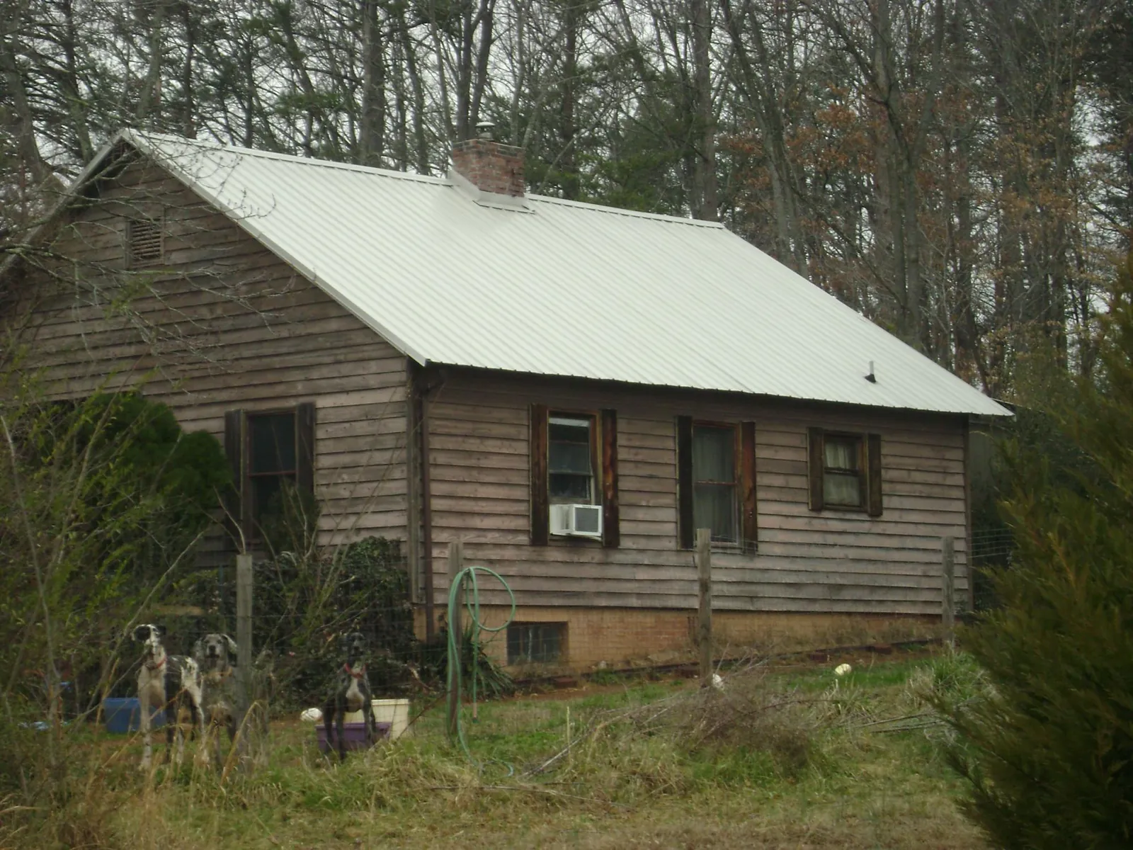 White metal roof on an old wood sided farmhouse, from a Metal Roof Installation job in Cambridge City